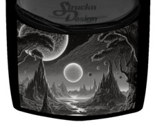 Grayscale Moon Mountain Magical Mystical Hood Wrap Vinyl Graphic Decal 58