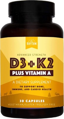 Natural Rhythm Vitamin D3 + K2 (MK7) Plus A, for Bone, Heart, &... 