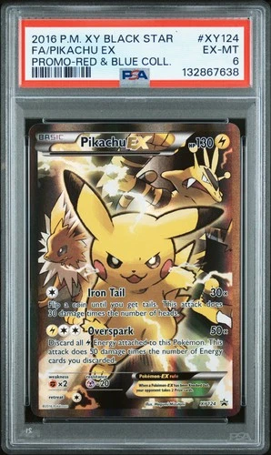 2016 POKEMON XY BLACK STAR PROMO RED & BLUE COLL FULL ART/PIKACHU EX PSA 6