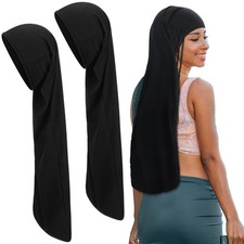 2 Pcs Jumbo Black Dreadlock Cap Hair Dreads Head Wrap Loc Wraps Men & Women