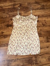 Forever 21 Women's Yellow Floral Mini Spaghetti Strap Dress Size M y2k feminine