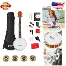 Mahogany 5-String Banjo 26" Travel Beginner Kit Remo Head Solid Back Great Sound