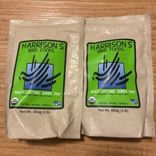2 Bags Harrison’s Bird Food Adult Super Fine Organic 1lb Each EXP 11/2024