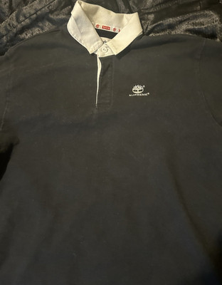 Timberland x Supreme Men s Black/White Logo Polo Shirt Short Sleeve Button M