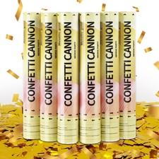 Gold Confetti Poppers Cannon, 6 Pack Gold Mylar Party Poppers Shooters for Bi...
