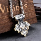 Viking Odin Raven Mjolnir Thor's Hammer Necklace Stainless Steel Pendant Jewelry