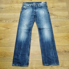 Diesel Larkee Jeans Mens W32 L32 Blue Regular Fit Straight Leg 008B9 Distressed