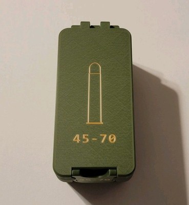 45-70 Ammo Box Snap Lock 36 rd 3D Printed Storage Olive Green Gold Pla