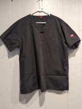 Dickies Scrub Top V Neck 3 Pocket Black Size Large Pre-owned