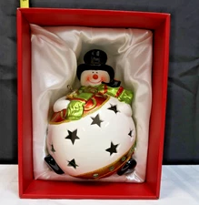 Ceramic Snowman Luminary QVC Home Reflections Flameless Candle W/ Box Christmas