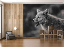 3D Gray Wolf Animal Close-up Wallpaper Wall Murals Removable Wallpaper