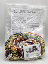 Design Works Plastic Canvas Kit Blue Moon Owl Coasters Set