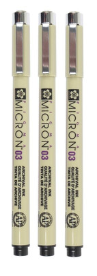 Sakura Pigma Micron 0.3mm Black Pigment Fineliners Set of 3 Marking Pens