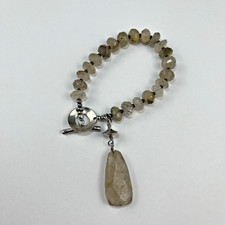 Rutilated Quartz Beaded Gemstone Bracelet Raw Crystal Charm
