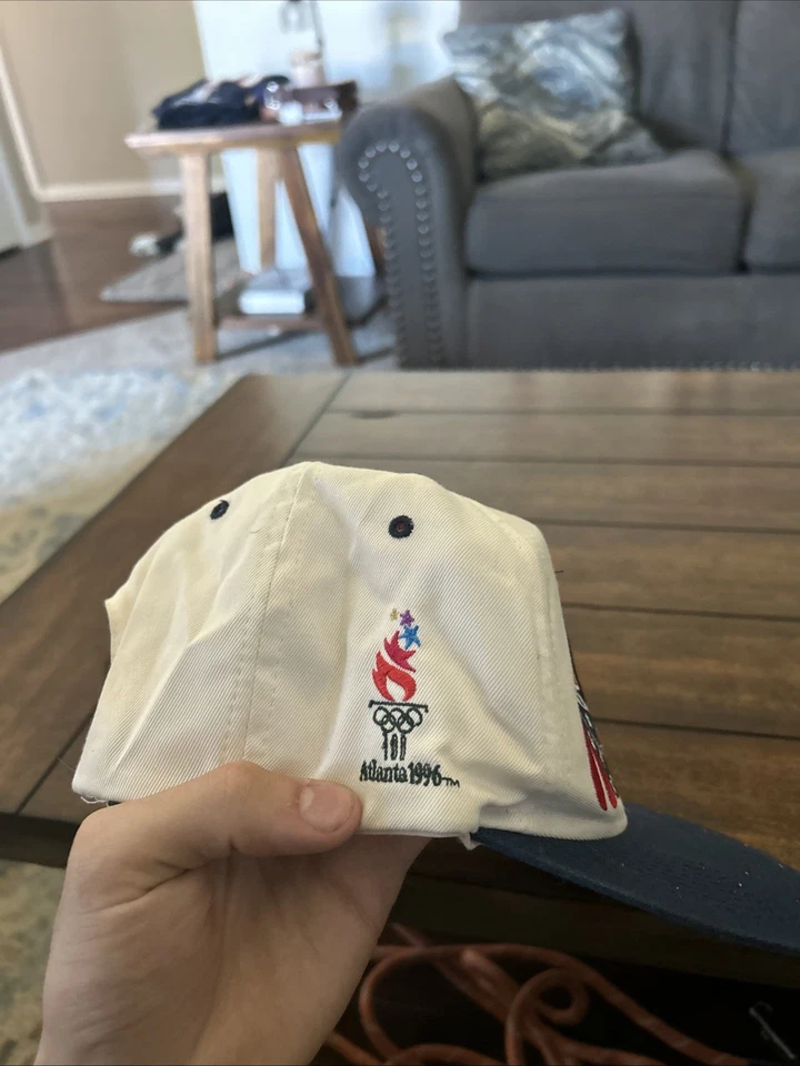 Gorra de béisbol retro blanca vintage años 90 Logo7 bandera de Estados Unidos 1996 Juegos Olímpicos Atlanta Foto 4 de 4