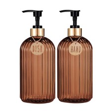 2pcs Reusable Dish Soap Dispenser Bottles with Tray Kitchen Bathroom Set