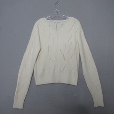 Helmut Lang Sweater Women M Lambswool Distressed Ribbed Grunge Edgy Thumbhole