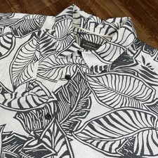 Quiksilver Waterman Collection Shirt Men S Comfort Fit Black White Tropical Leaf