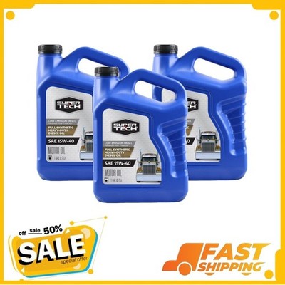 (3 pack) Super Tech Full Synthetic Heavy Duty SAE 15W40 Motor Oil, 1 Gallon