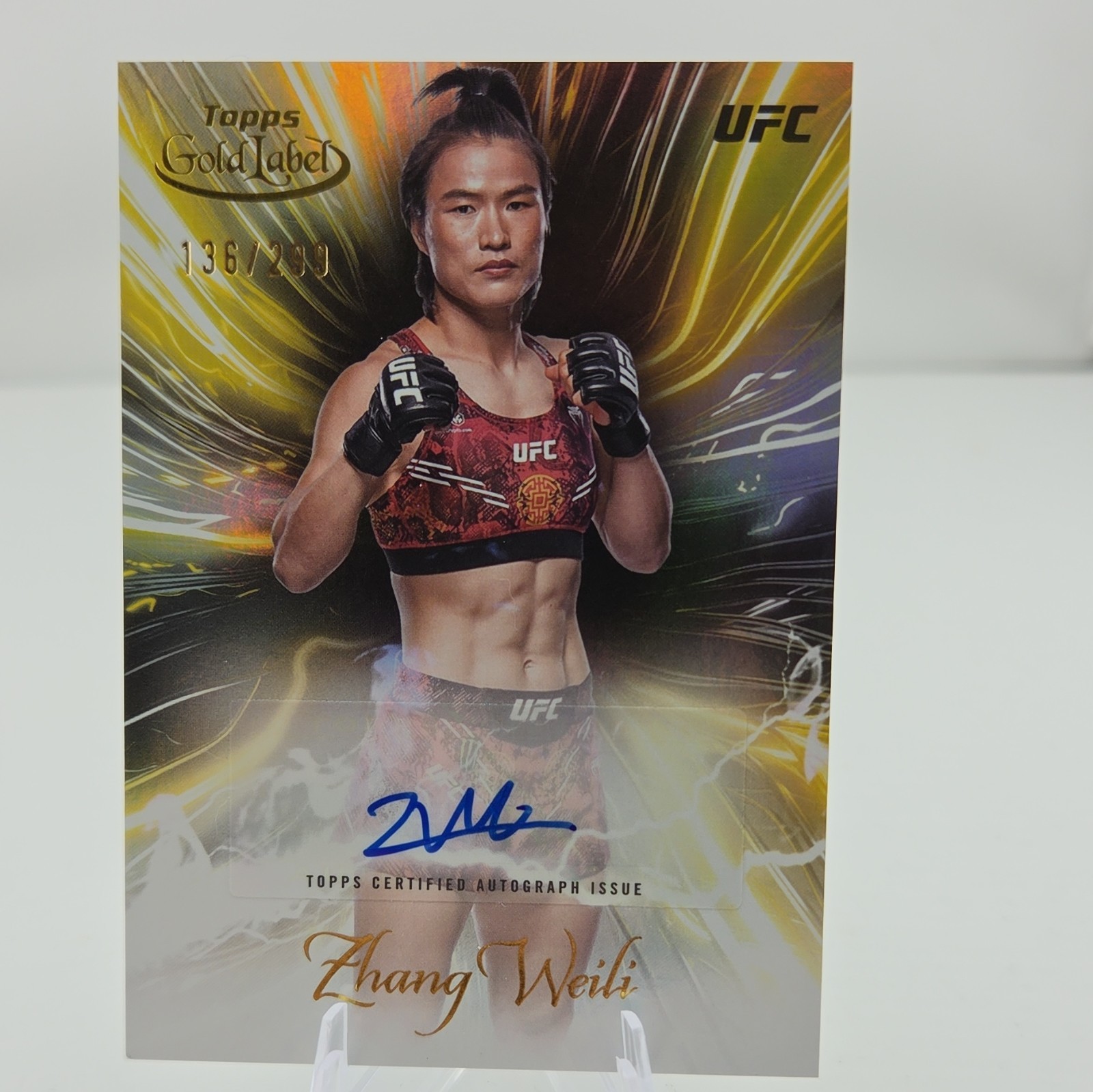 Zhang Weili #SGS-ZWE Ufc Cards 2024 Topps Gold Label UFC Surging Signature trading card — raw and PSA graded price guide