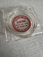 Vintage Table Top ashtray advertising ESCHLIMAN ELECTRIC in David City, Nebraska