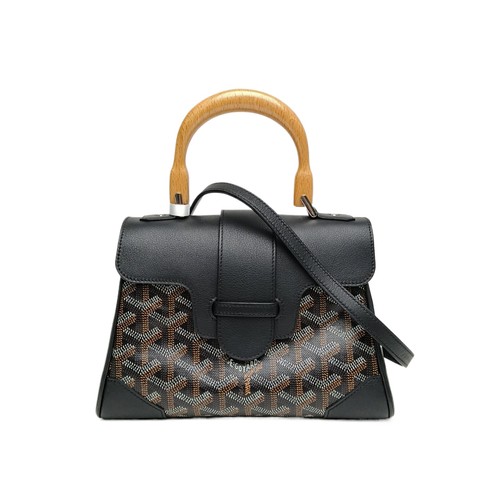 GOYARD SAIGON Mini 20cm Black PVC Calfskin Crossbody Bag