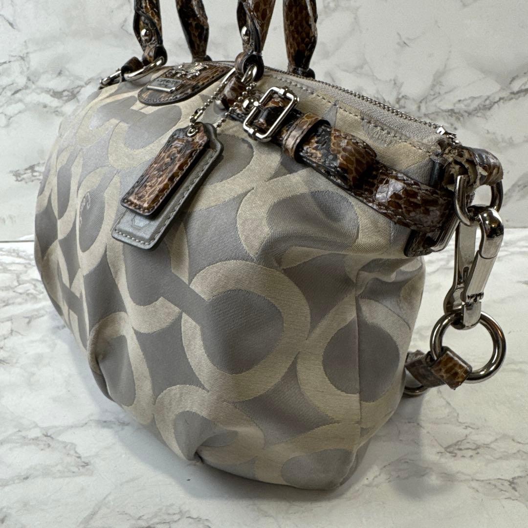 COACH Big C Jacquard Python Print Leather 2way Ha… - image 5