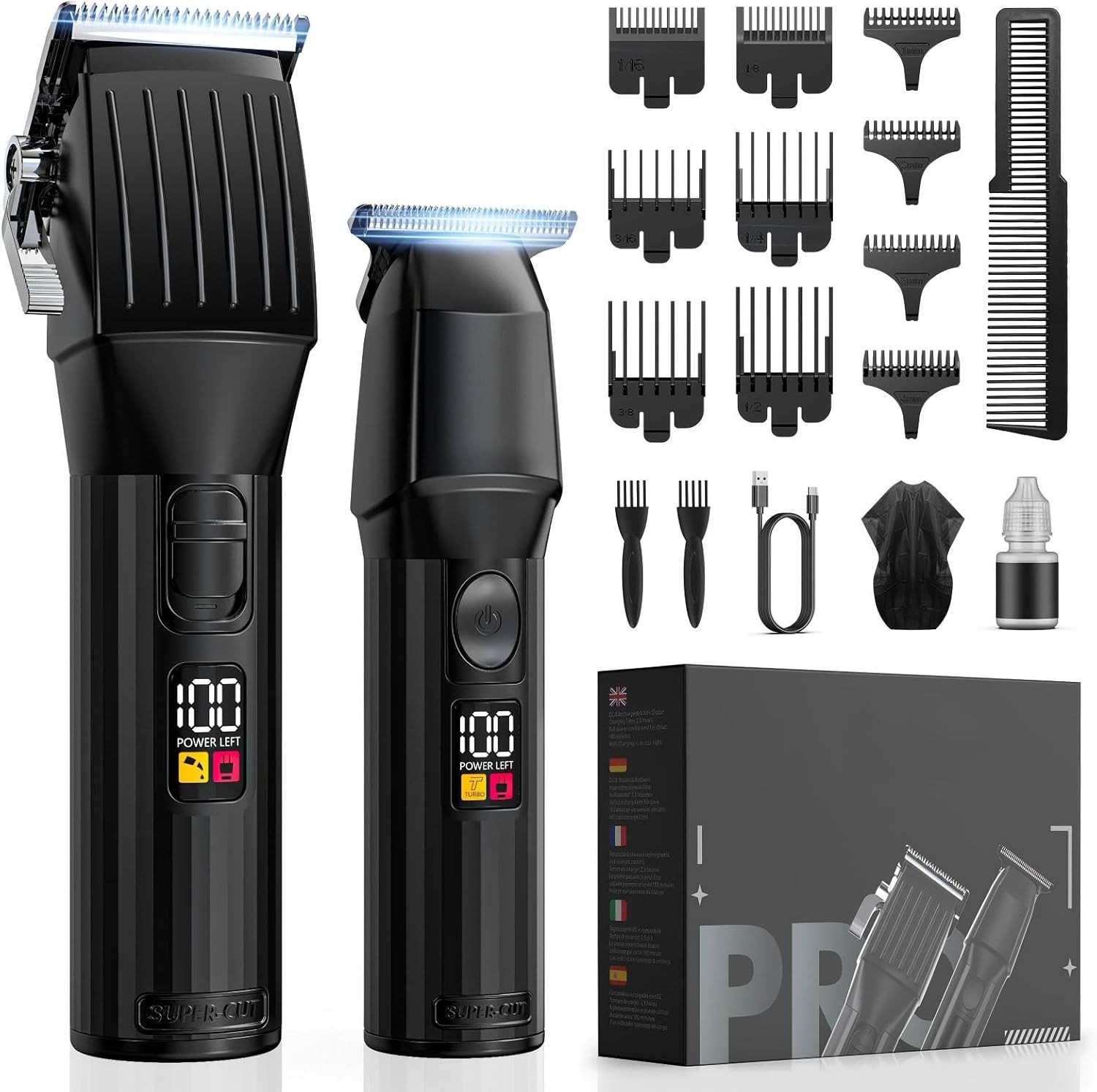 Set Tagliacapelli Professionale Wireless - Trimmer Barba 0mm Precisione - 1