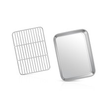 9 Inch Baking Sheet Pan with Rack Set, Joyfair Stainless Steel 9 Inch, Silver 