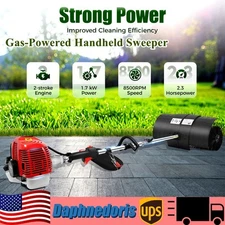 Heavy Duty 2.3HP Power Sweeper 52cc Handheld Gas Powered Broom Snow Dirt Walkway
