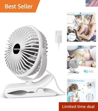 720  Rotation Small Desk  Clip on Fan with Sturdy Clamp, 3 Speeds, Quiet Lit...