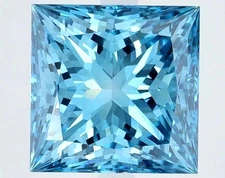 Blue Color Princess Cut 1 CT Lab Grown Diamond Loose CVD VVS1 Certified