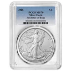 2026 $1 1-oz American Silver Eagle PCGS MS70 FDOI Blue Label