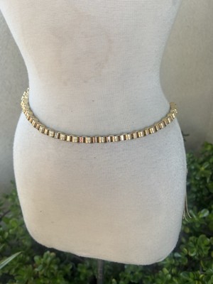 Zara Chain Belt Gold Tone Metal & Faux Leather Fits 26-32  display picture 3