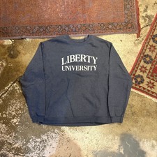 Liberty University Crewneck Sweatshirt Mens Medium Blue Collegiate Spellout