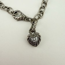 Judith Ripka Sterling Silver CZ Heart Charm B...