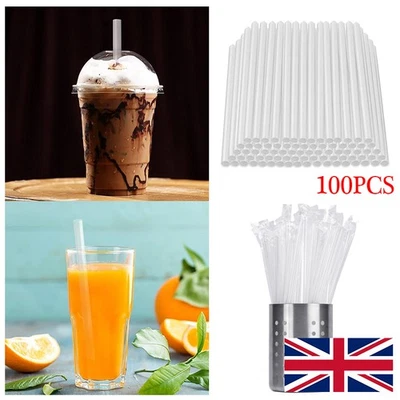 100PCS Jumbo Smoothie Straws Extra Wide Boba Bubble Tea Drinking Straws 11mm UK