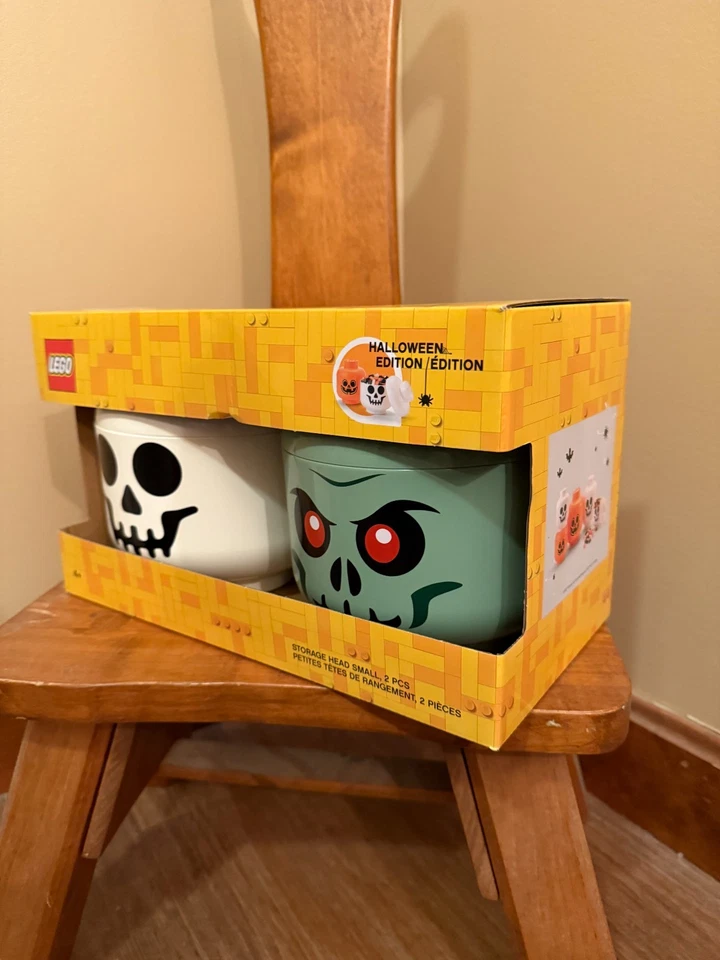 LEGO Halloween Special Edition Storage Head 2 Piece Set Zombie Skeleton SMALL - Image 3 of 4