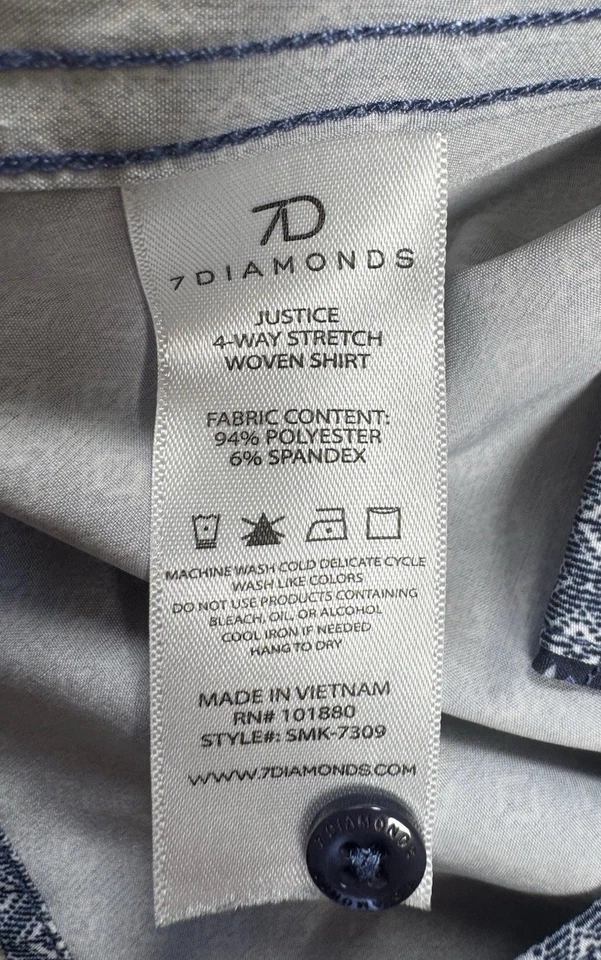 7 бриллиантов 4 направления эластичной мужской производительности коротким рукавом рубашка на пуговицах средний - Изображение 4 из 4