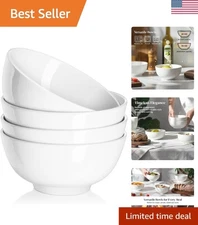 Elegant 22 OZ Porcelain Bowls Set of 4 - Dishwasher Safe for Effortless Cleaning