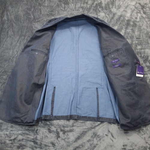 Alan Flusser Classic Sport Coat XL Blue Gray Cotton Blend Unlined Blazer NWT - Picture 5 of 12