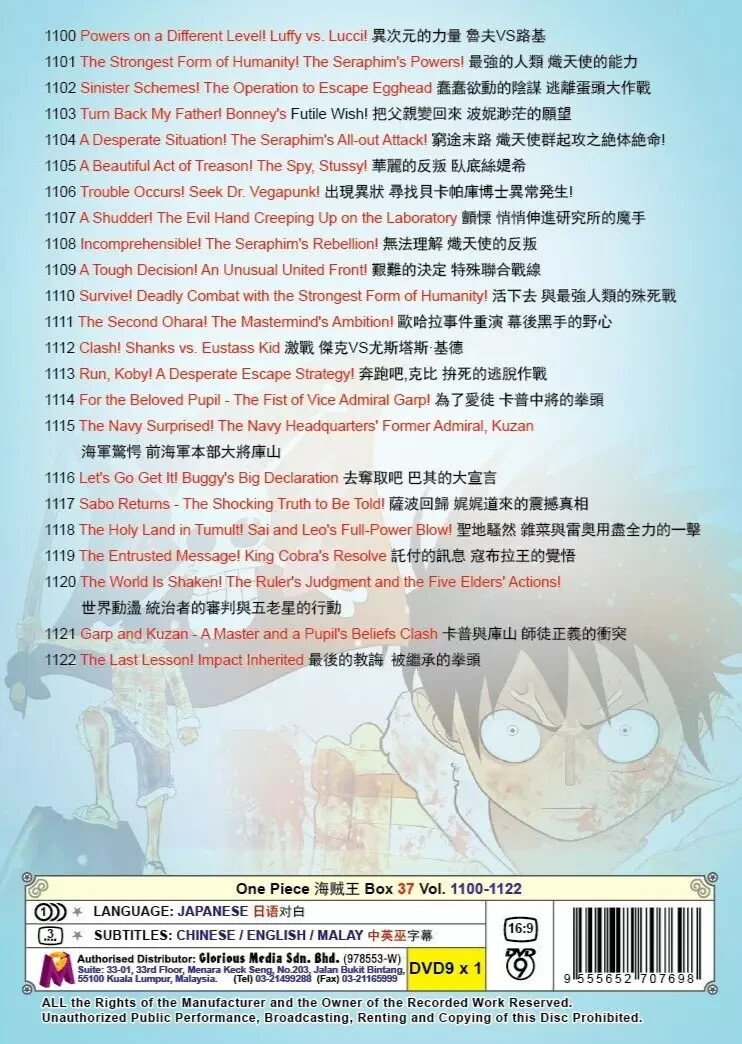 One Piece Box 37 Vol.1100-1122 (Egghead Island Arc) Anime