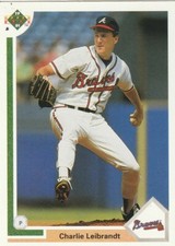 FREE SHIPPING-MINT-1991 Upper Deck Charlie Leibrandt #460-PLUS BRAVES BONUS CRDS