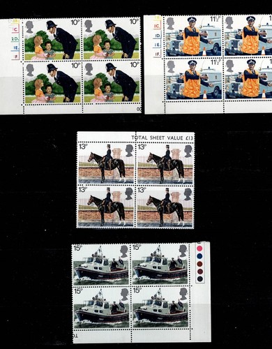 Stamps United Kingdom Four Mint Blocks of Four 1979 Police Serices