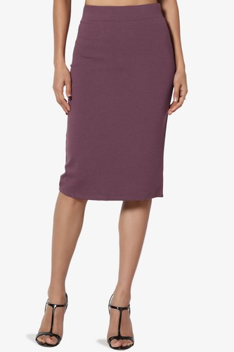Thick Ponte Stretch Knit High Waist Knee Length Pencil Midi Skirt Casual Office - Picture 51 of 80