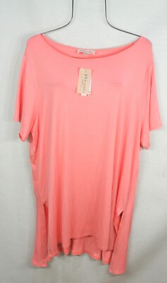 Philosophy Women's Blouse Size 2X  Pink Round Neck Short Sleeve Tunic Top NWT
