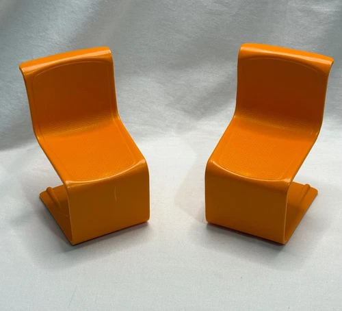 Barbie Townhouse Mod 2 Orange “S” Chairs Multi Story House Furniture 1973 Vtg
