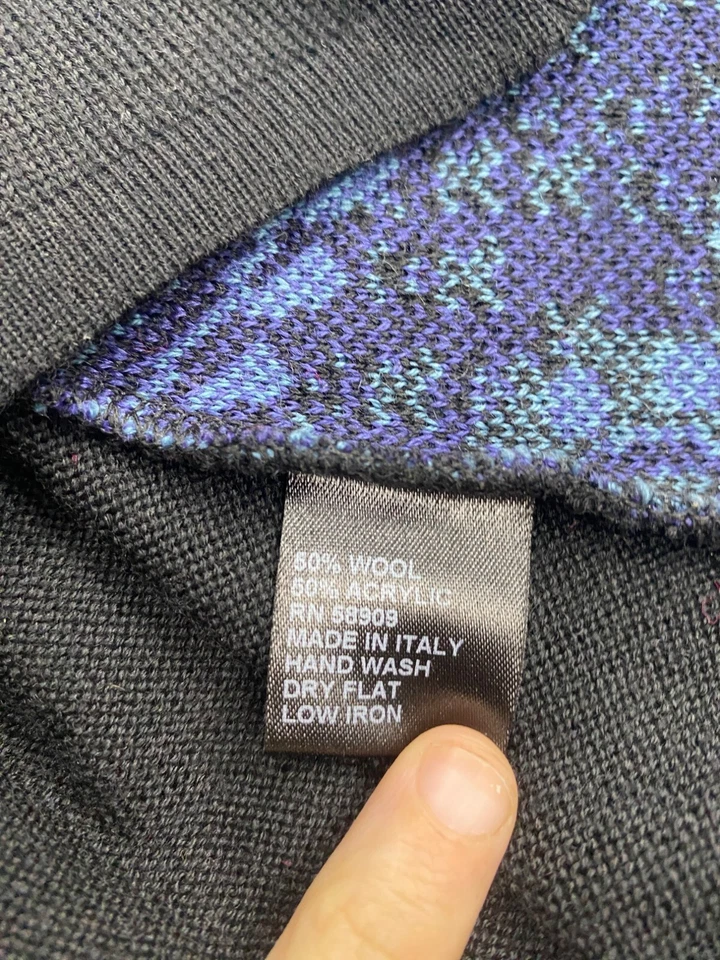 Antonio Melani Sweater Women XS Black Neon Paisley Wool Acrylic Made In Italy - Image 4 of 4