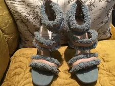 New Original Laura Marano by Not Rated Denim & Nude Swing Heeled Sandals, size 8