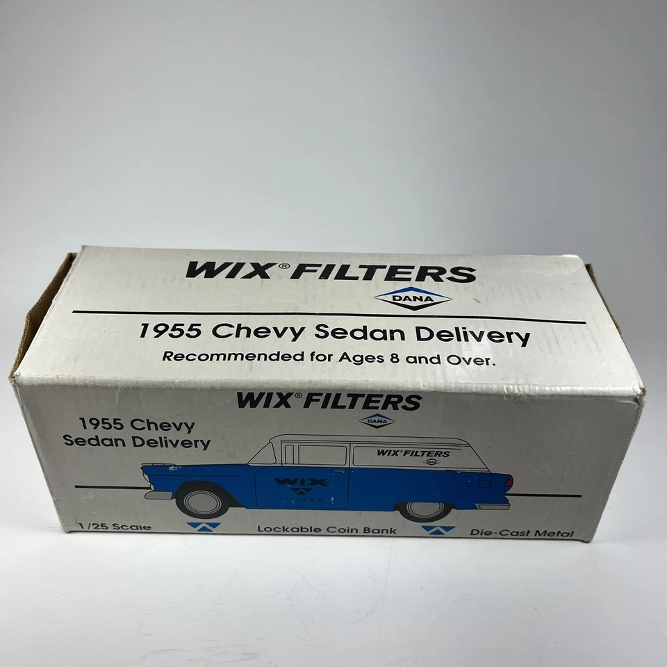 Wix filters 1955 Chevy sedan delivery Diecast lockable coin bank 1/25 Collectors - Image 4 of 4